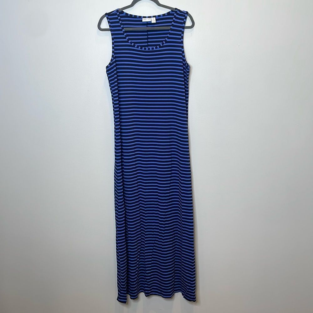 Chico's Zenergy Blue Stripe Maxi Dress Size Large